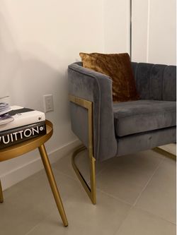 Gold navy blue single sofa/chair