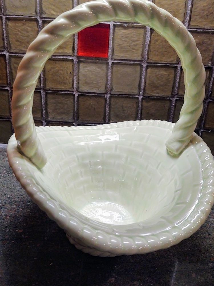Vintage Ceramic Basket With Handle