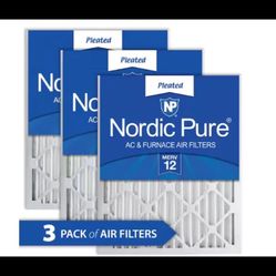 Nordic Pure 24 in. x 24 in. x 2 in. Allergen Pleated MERV 12 Air Filter (3-Pack)