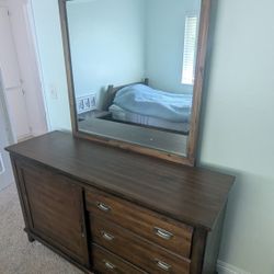 Full Size Bed And Mattress And Dresser With Mirror