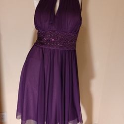 New Silk Lined Deep Wine Color,   Dress, Embelished With Jewels @ Waist. Full Skirt.(m) $35.
