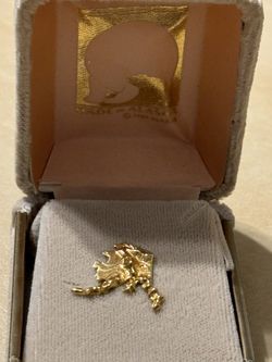 10k Yello Gold Alaska Map Pin