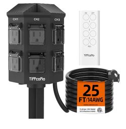 ⚡️TODAY ONLY! 25FT Outdoor Remote Control Power Strip – 6 Waterproof Outlets $35
