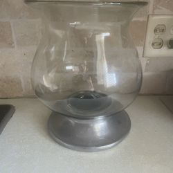 Glass Vase With Silver Base!