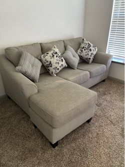 Beige Reversible Sofa Chaise Couch