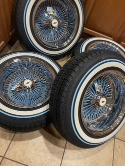14x7s Custom Baby Blue Spokes W Custom V STYLE Tyres