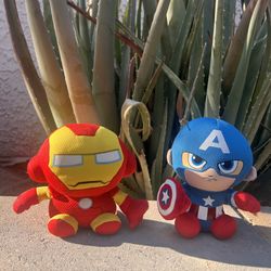 TY Marvel 2- Heroes:  Captain America and Iron Man 6 in. Plush Toys