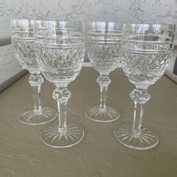Set Of 4 - 6 1/4 Tall VTG Waterford Crystal Castletown White Wine Glasses
