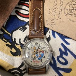 Vintage “ROY ROGERS-KING OF THE COWBOYS” FOSSIL Wrist Watch-Mint in Box w/Neckerchief 