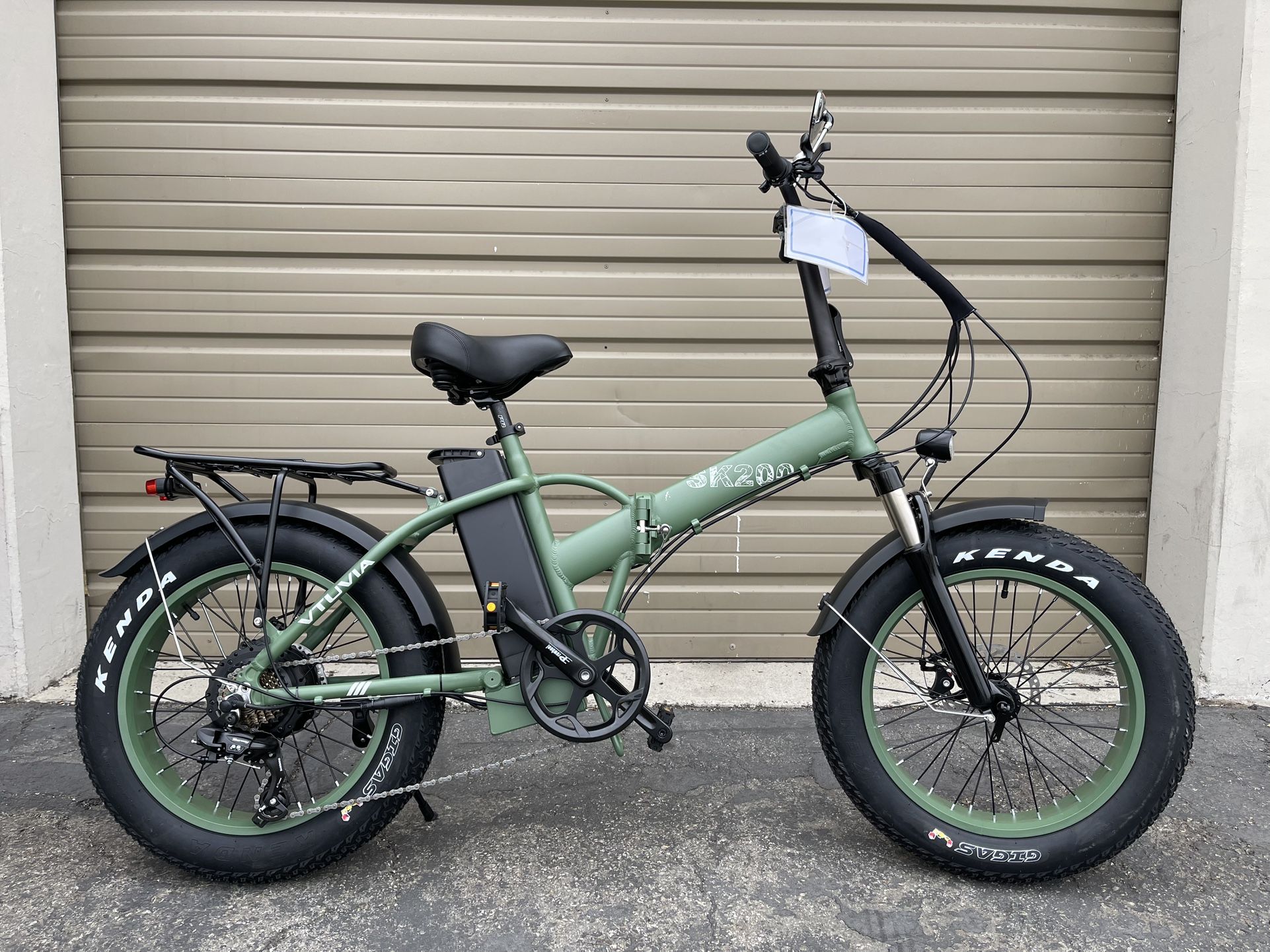 VTUVIA SK20 - 750 Watts Fat Tire Folding Aluminum Electric Bike in Army Green - Brand New