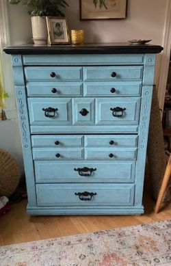 Vintage Turquoise Tall Dresser