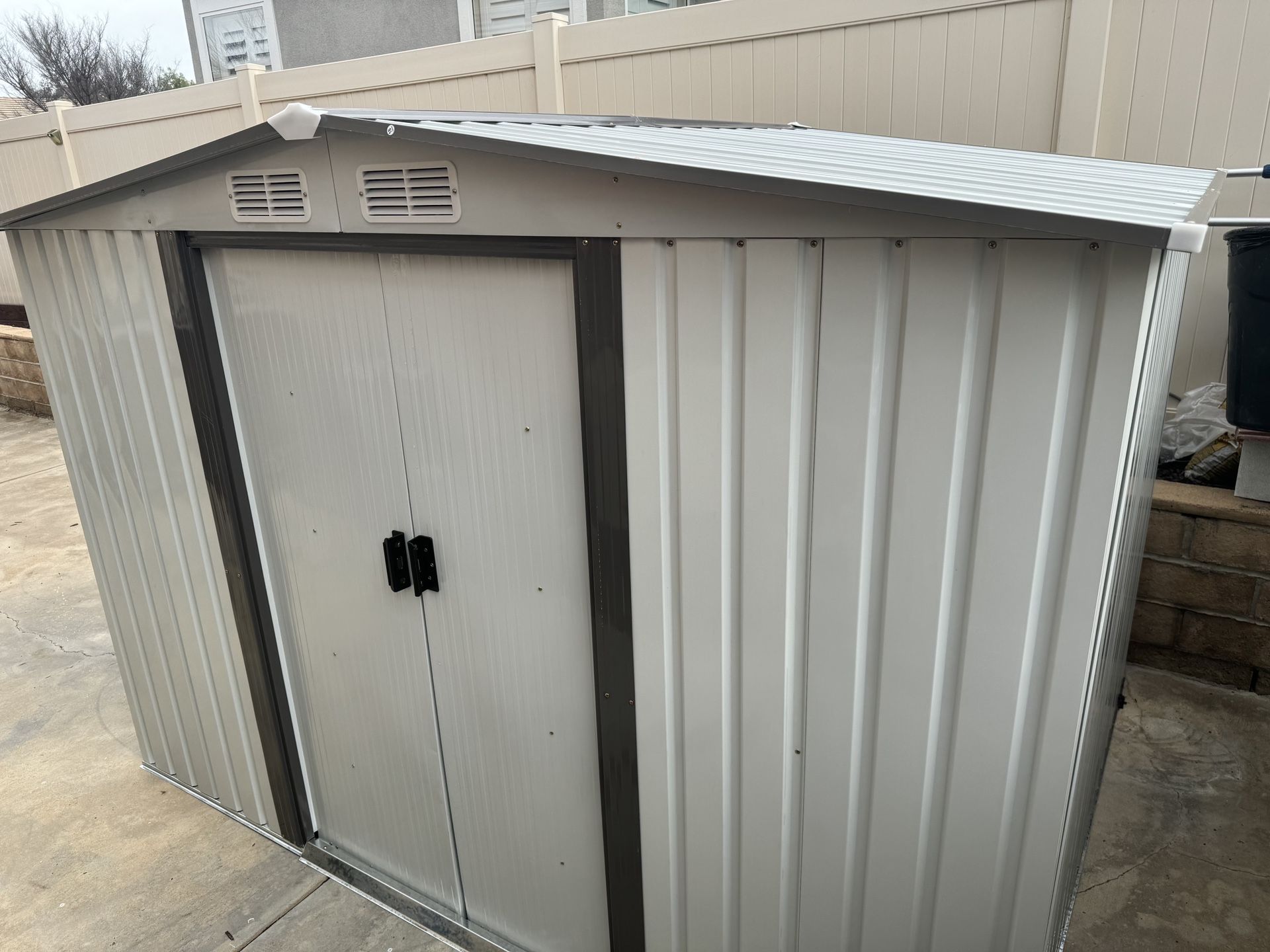 (New in box need assemble) 6’ L x 8’ W x 6.3’ H Metal Storage Shed Outdoor Garden Backyard 6x8 Storage