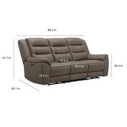 🚨Furniture Sale🚨  Taupe, Mason Leather Power Reclining Sofa with Power Headrests