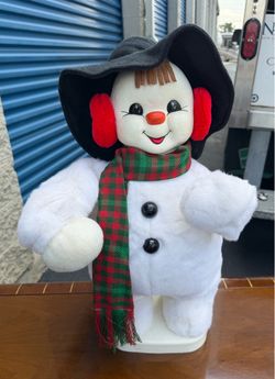 Santa's Best Animated Snowman w Snowball & Top Hat 22” Vintage Style