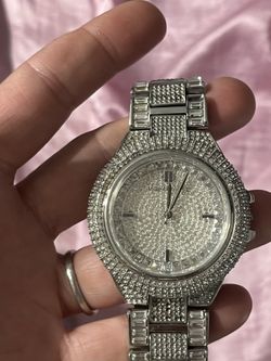 Michael Kors, Authentic Crystal Dial Stainless Steel Watch Woman