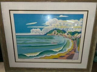 Framed Coastal Beach Scene Art Print