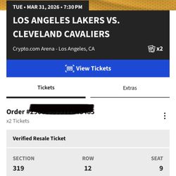 Lakers Vs cavs 3/31 