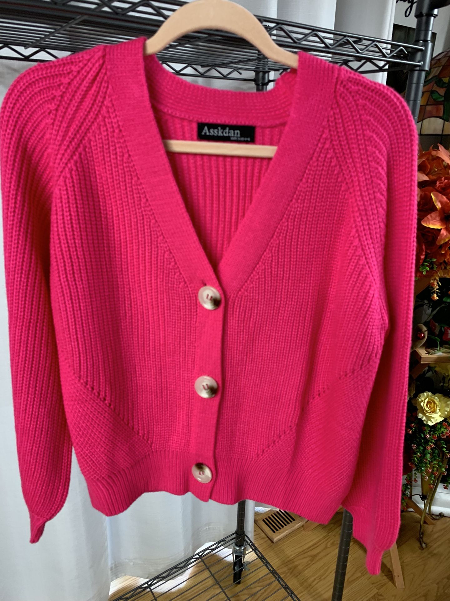 Barbie pink Cardigan With 3 Big Fashionable Buttons