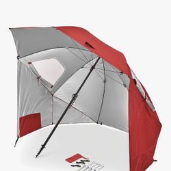 Sport-Brella Premiere UPF 50+ Umbrella Shelter with Patented Side Panels and Tilt Mechanism, Heavy-Duty 1.25 Inch Center Pole, Auger Anchor for Sand a