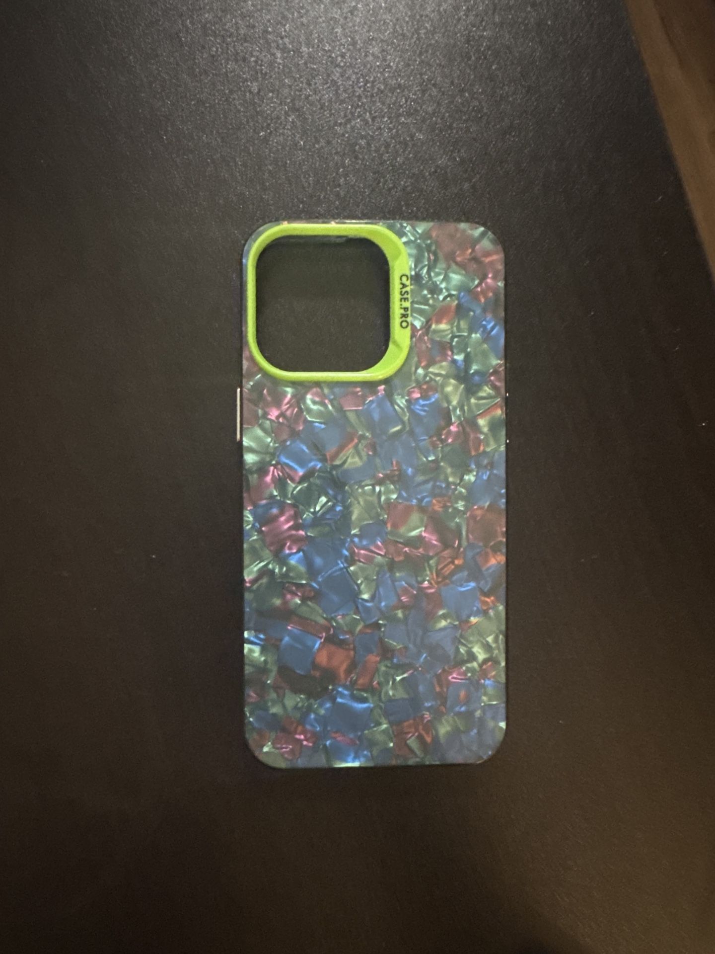 Colorful Mosaic iPhone 15 Pro Max Case – Green Accent