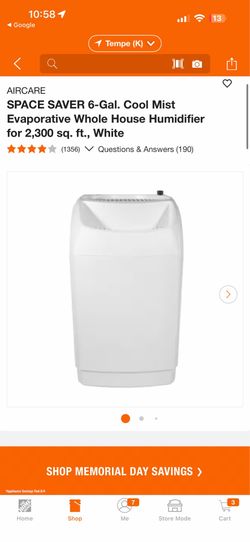 AIRCARE SPACE SAVER 6-Gal. Cool Mist Evaporative Whole House Humidifier $40