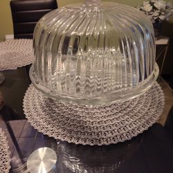 Glass Cake 🎂 Stand With Cover Used Once.