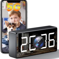 4K WiFi Camera Clock 5G Indoor Security Camera Nanny Cam for Baby Monitor, Dog Camera with Motion Detection, Night Vision