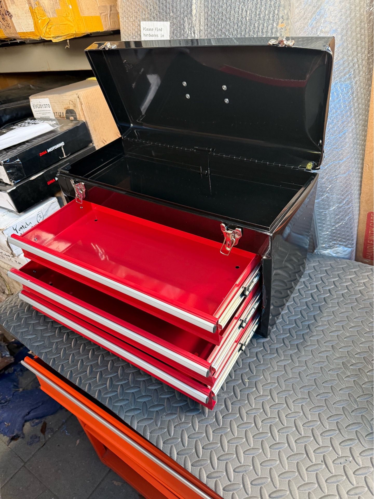 20 Inch Steel Portable Tool Box 3 Drawer+Top Storage