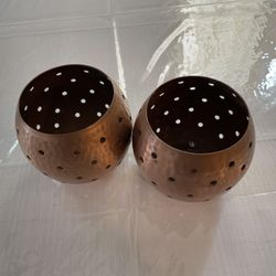 4” Copper Candle Holders - Set Of 2