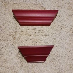 2 Rustic Red Wall Shelves