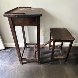 Antique H.T. Cushman Telephone Desk With Pull-out Seat