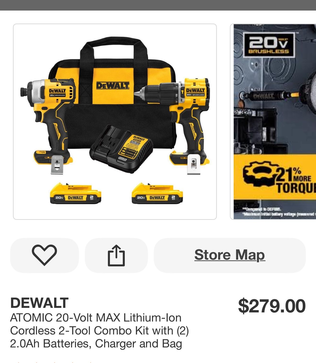ATOMIC 20-Volt MAX Lithium-lon Cordless 2-Tool Combo Kit with (2) 2.0Ah Batteries, Charger and Bag