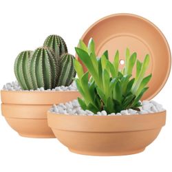 Clay Pots for Plants with Drainage Hole, 4 Pack Large Terra Cotta Plant Pot, 7.67 Inch Terra Cotta Pot Ceramic Pottery Planter Cactus Flower Pots Succ