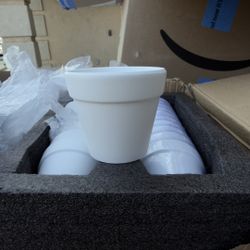Set of 17 White Ceramic Planters – Brand New