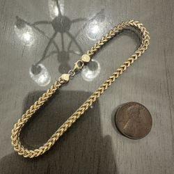 Solid 10k Two-Tone Gold Franco Link Bracelet 4mm Wide 8” Length