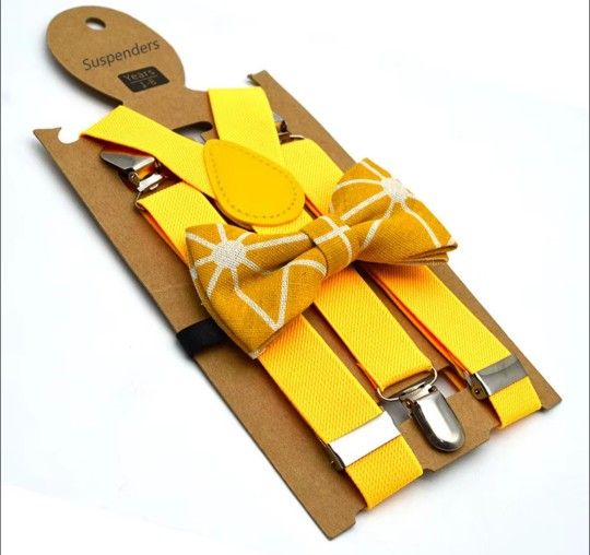 Yellow Kids Suspenders and Bow Tie Set