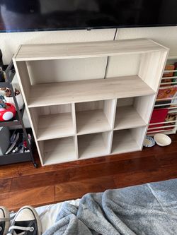 Light Wood Cube Storage Bookcase Shelf Unit