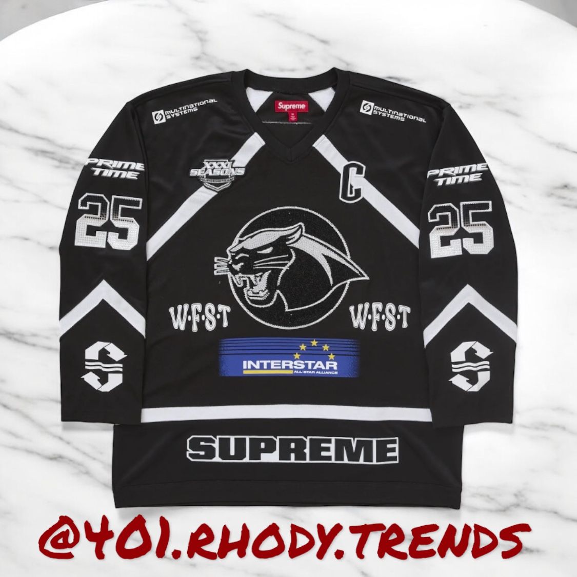 Supreme Rhinestone Hockey Jersey XL