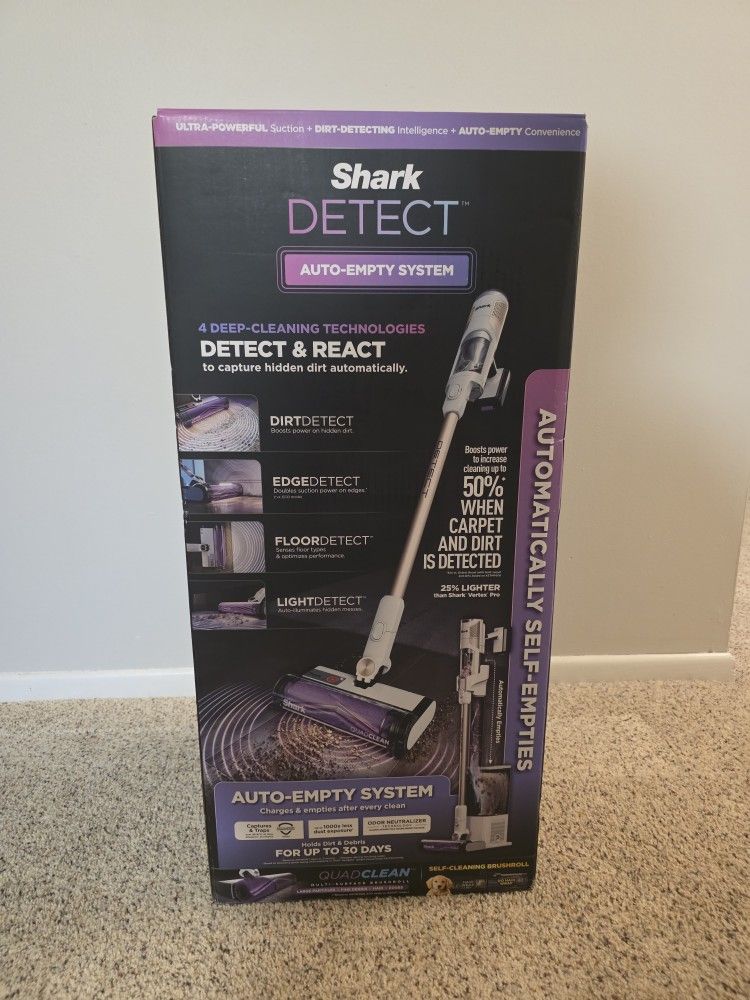 New Shark Cordless Detect Auto-Empty System w/ QuadClean Multi-Surface Brushroll - IW3511