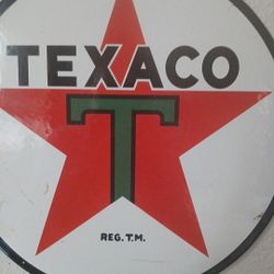 Vintage Rare Texaco 12 Inch Porcelain Round Sign Near Mint