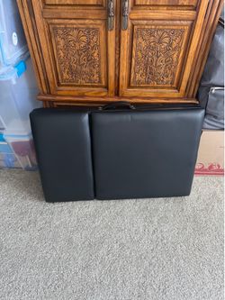 Massage table portable foldable black leather wood head arm rest backrest