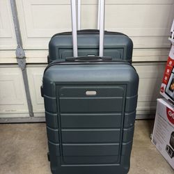 SHOWKOO Luggage Sets Expandable 100% PC Suitcase Double Wheels TSA Lock 2PC (ArmyGreen)