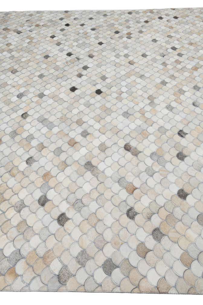 8x10 Handmade Leather Patchwork Rug – Grey Scales Pattern