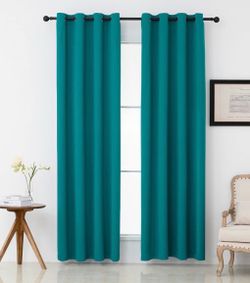 Turquoise/ teal grommet 2 panel curtains 52” w x 84 “ L