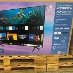 50" Screen Led Smart 4k By Samsung Crystal. 1 Year Warranty