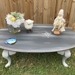 Oval Shabby Chic Grey Coffee Table 