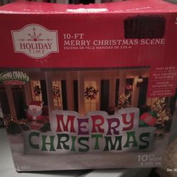 Brand New 10 Ft.  Merry Christmas Scene Blow Up $65 Obo