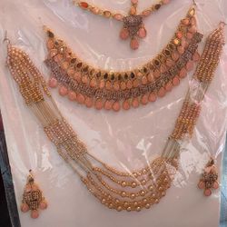 Pink and Golden Jewelry Set