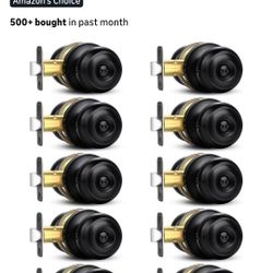 Privacy Door Knob, 10 Pack Matte Black Round Kevless Doorknobs Interior/Exterior Lockset, Privacy Lockina Door Knobs for Bedroom/Bathroom. Black Moder