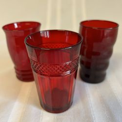 Ruby Red Glass Juice Tumblers